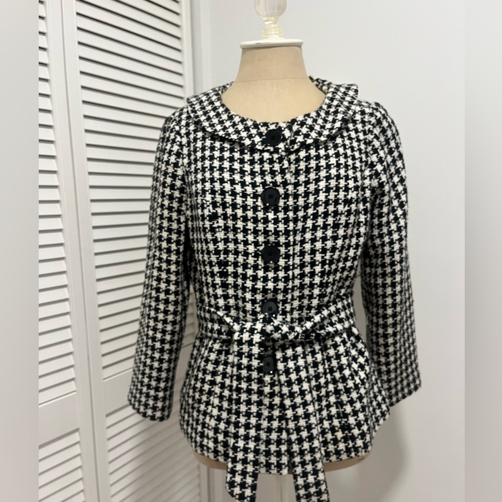 Willi Smith Black and White Houndstooth Blazer